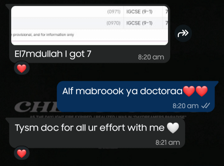Menas Adel achieved Grade 7 in Biology